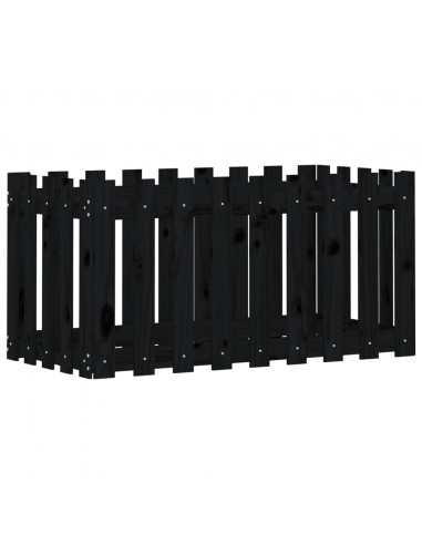 Fioriera Giardino a Recinzione Nera 100x50x50cm Massello Pino