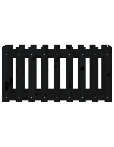Fioriera Giardino a Recinzione Nera 100x50x50cm Massello Pino