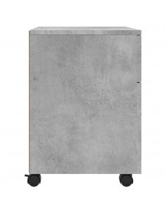 Schedario con Ruote Grigio Cemento 45x38x54cm Legno Multistrato