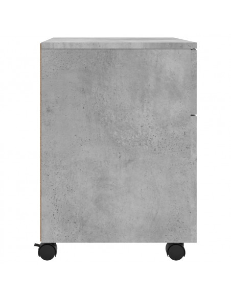 Schedario con Ruote Grigio Cemento 45x38x54cm Legno Multistrato