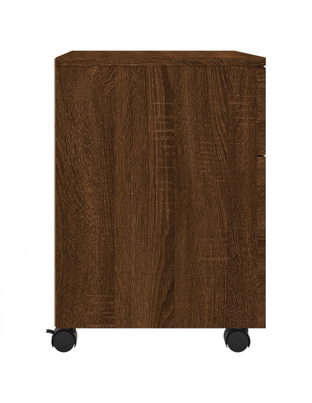 Schedario con Ruote Marrone Rovere 45x38x54cm Legno Multistrato