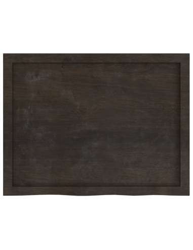 Piano Bagno Marrone Scuro 80x60x(2-4)cm Legno Massello Trattato