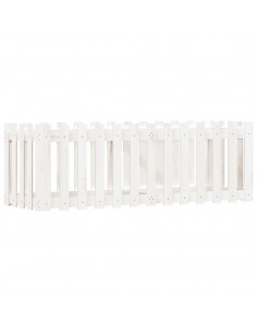 Fioriera Giardino a Recinzione Bianca 150x50x50cm Massello Pino 2