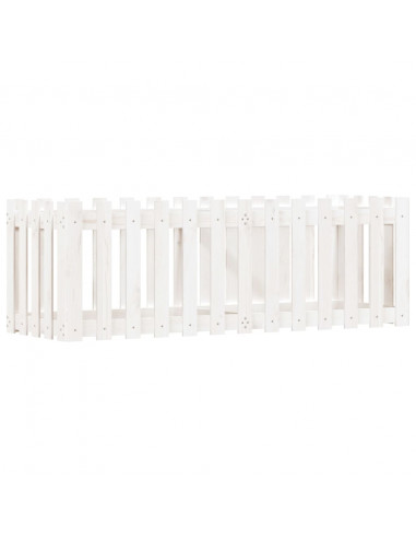 Fioriera Giardino a Recinzione Bianca 150x50x50cm Massello Pino
