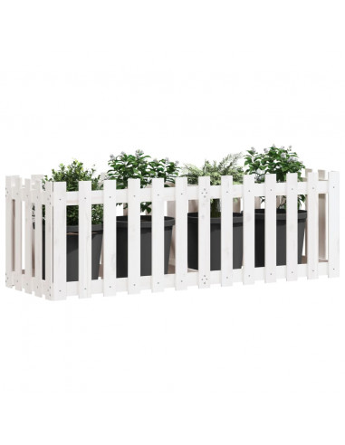 Fioriera Giardino a Recinzione Bianca 150x50x50cm Massello Pino
