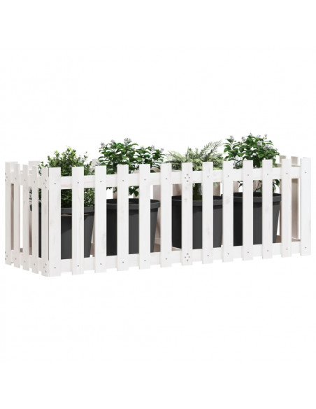 Fioriera Giardino a Recinzione Bianca 150x50x50cm Massello Pino