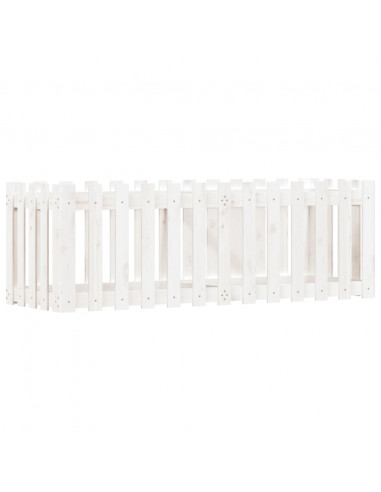 Fioriera Giardino a Recinzione Bianca 150x50x50cm Massello Pino