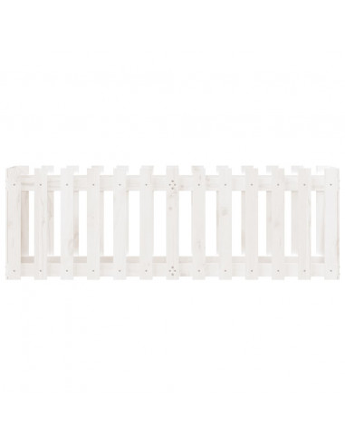 Fioriera Giardino a Recinzione Bianca 150x50x50cm Massello Pino