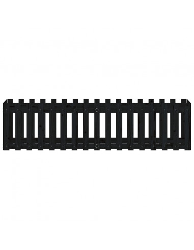 Fioriera Giardino a Recinzione Nera 200x50x50cm Massello Pino