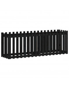 Fioriera Giardino a Recinzione Nera 200x50x70cm Massello Pino 2