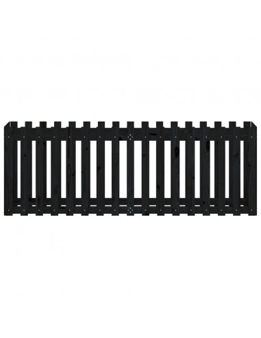 Fioriera Giardino a Recinzione Nera 200x50x70cm Massello Pino