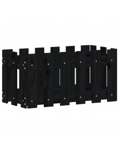 Fioriera Giardino a Recinzione Nera 60x30x30 cm Massello Pino 2