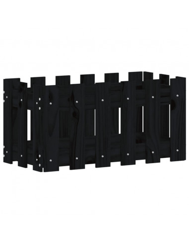 Fioriera Giardino a Recinzione Nera 60x30x30 cm Massello Pino