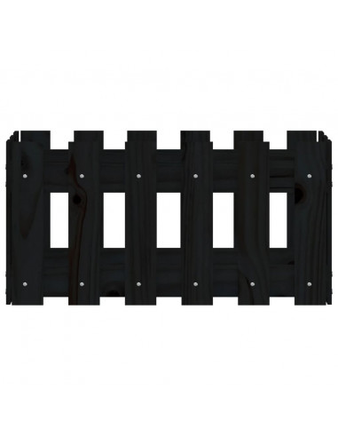 Fioriera Giardino a Recinzione Nera 60x30x30 cm Massello Pino