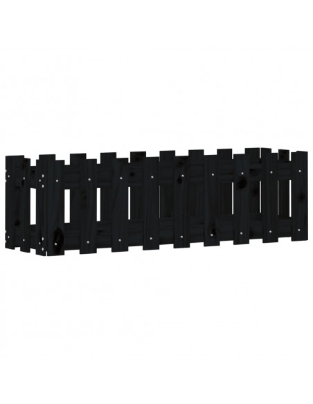 Fioriera Giardino a Recinzione Nera 100x30x30cm Massello Pino