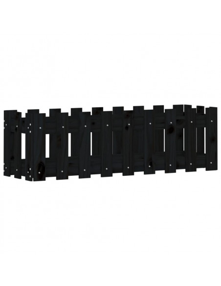Fioriera Giardino a Recinzione Nera 100x30x30cm Massello Pino