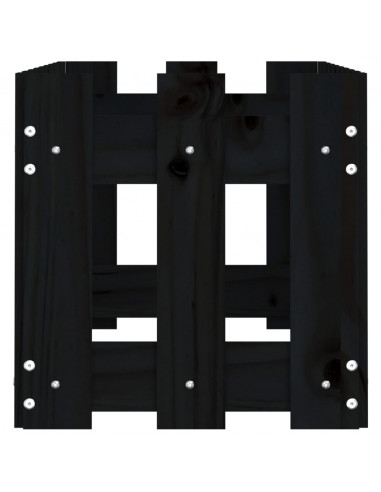 Fioriera Giardino a Recinzione Nera 100x30x30cm Massello Pino