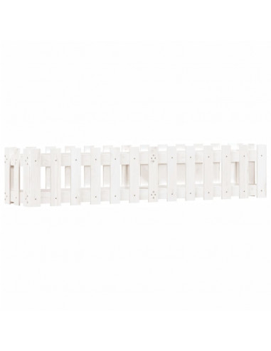 Fioriera Giardino a Recinzione Bianca 150x30x30cm Massello Pino