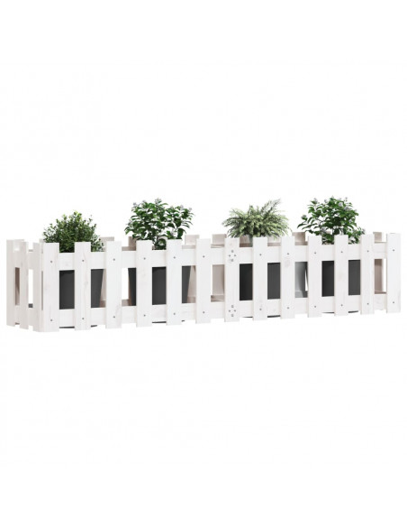 Fioriera Giardino a Recinzione Bianca 150x30x30cm Massello Pino