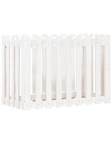 Fioriera Giardino a Recinzione Bianca 100x50x70cm Massello Pino