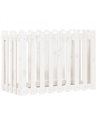 Fioriera Giardino a Recinzione Bianca 100x50x70cm Massello Pino