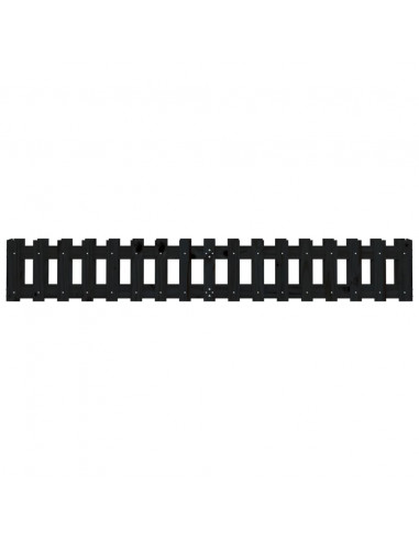 Fioriera Giardino a Recinzione Nera 200x30x30cm Massello Pino