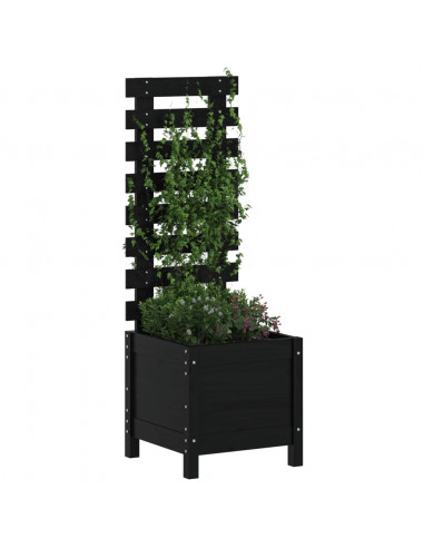 Fioriera Giardino con Rastrelliera Nera 39x39,5x114cm Pino