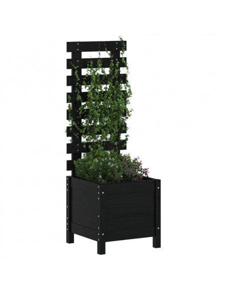 Fioriera Giardino con Rastrelliera Nera 39x39,5x114cm Pino