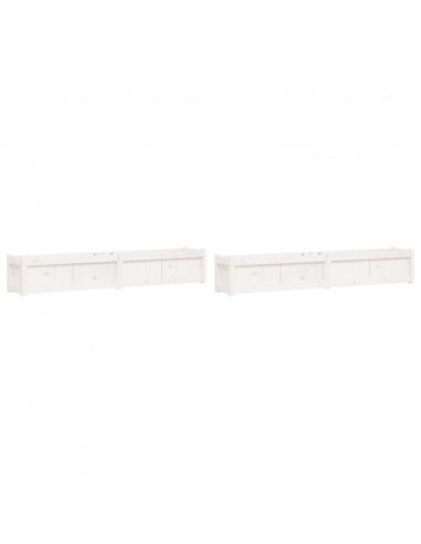 Fioriere da Giardino 2 pz Bianche in Legno Massello di Pino