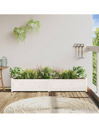 Fioriera da Giardino Bianca 180x31x31 cm Legno Massello di Pino