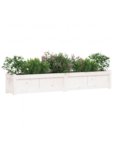 Fioriera da Giardino Bianca 180x31x31 cm Legno Massello di Pino