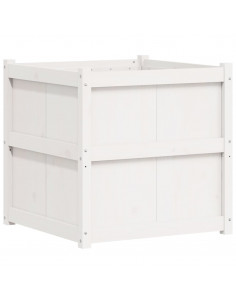 Fioriera da Giardino Bianca 70x70x70 cm Legno Massello di Pino 2