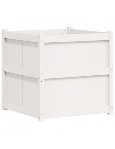 Fioriera da Giardino Bianca 70x70x70 cm Legno Massello di Pino