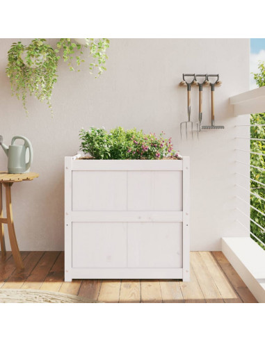 Fioriera da Giardino Bianca 70x70x70 cm Legno Massello di Pino