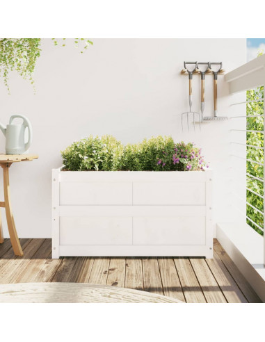 Fioriera da Giardino Bianca 90x50x50 cm Legno Massello di Pino