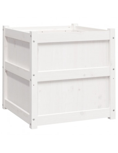 Fioriere da Giardino 2 pz Bianche in Legno Massello di Pino