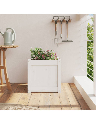 Fioriera da Giardino Bianca 40x40x40 cm Legno Massello di Pino