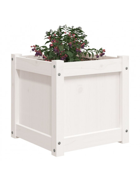 Fioriera da Giardino Bianca 40x40x40 cm Legno Massello di Pino