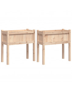 Fioriere da Giardino 2 pz con Gambe in Legno Massello di Pino 2