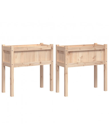 Fioriere da Giardino 2 pz con Gambe in Legno Massello di Pino