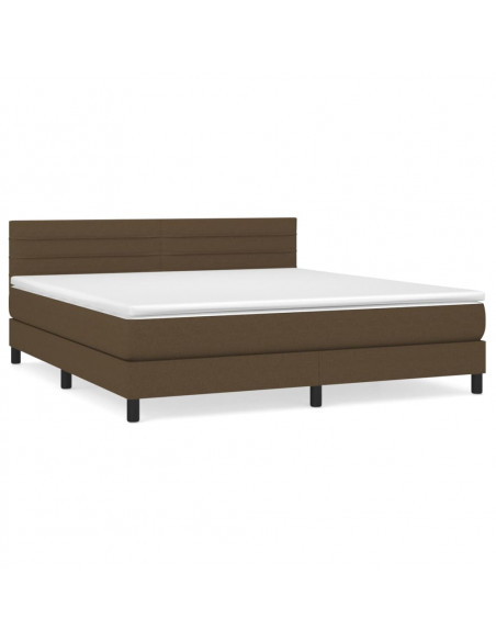 Giroletto a Molle con Materasso Marrone Scuro 160x200cm Tessuto