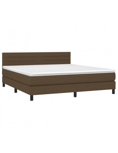 Giroletto a Molle con Materasso Marrone Scuro 160x200cm Tessuto
