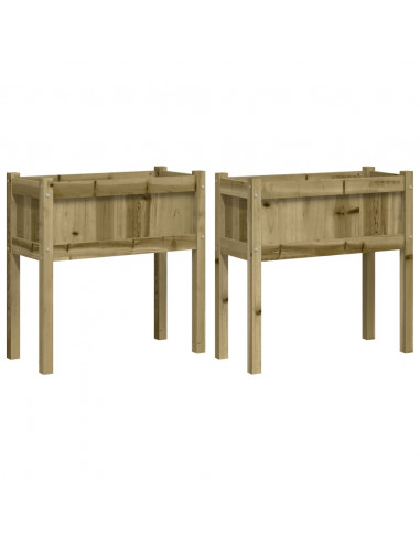 Fioriere da Giardino 2 pz con Gambe in Legno di Pino Impregnato