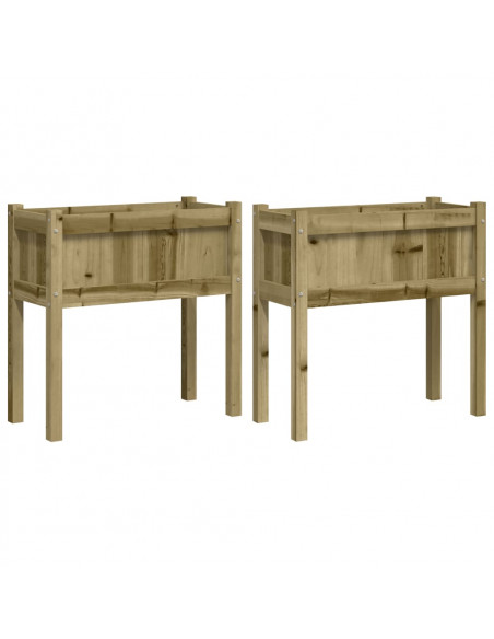 Fioriere da Giardino 2 pz con Gambe in Legno di Pino Impregnato