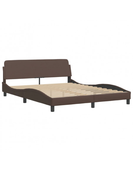 Giroletto con Testiera Marrone 160x200 cm in Similpelle