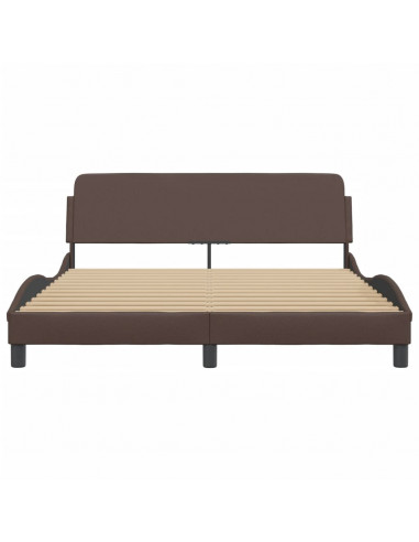 Giroletto con Testiera Marrone 160x200 cm in Similpelle