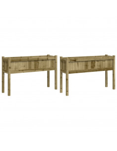 Fioriere da Giardino 2 pz con Gambe in Legno di Pino Impregnato 2