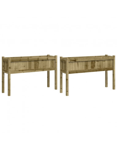 Fioriere da Giardino 2 pz con Gambe in Legno di Pino Impregnato