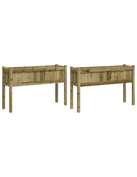 Fioriere da Giardino 2 pz con Gambe in Legno di Pino Impregnato