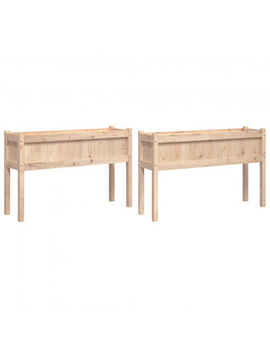 Fioriere da Giardino 2 pz con Gambe in Legno Massello di Pino